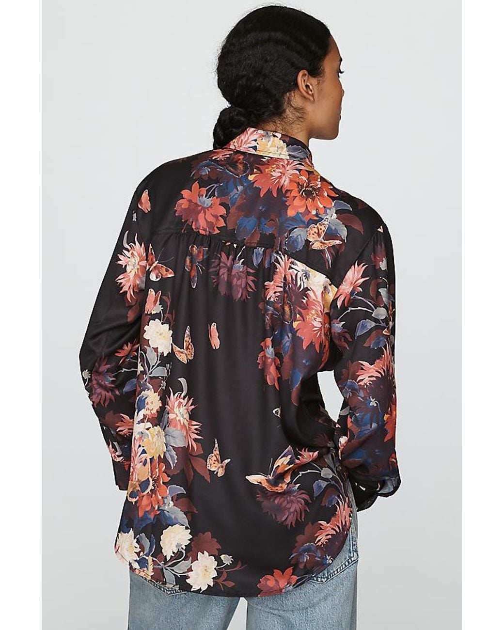 By Anthropologie Multicolor Relaxed Long-Sleeve Floral Shirt
