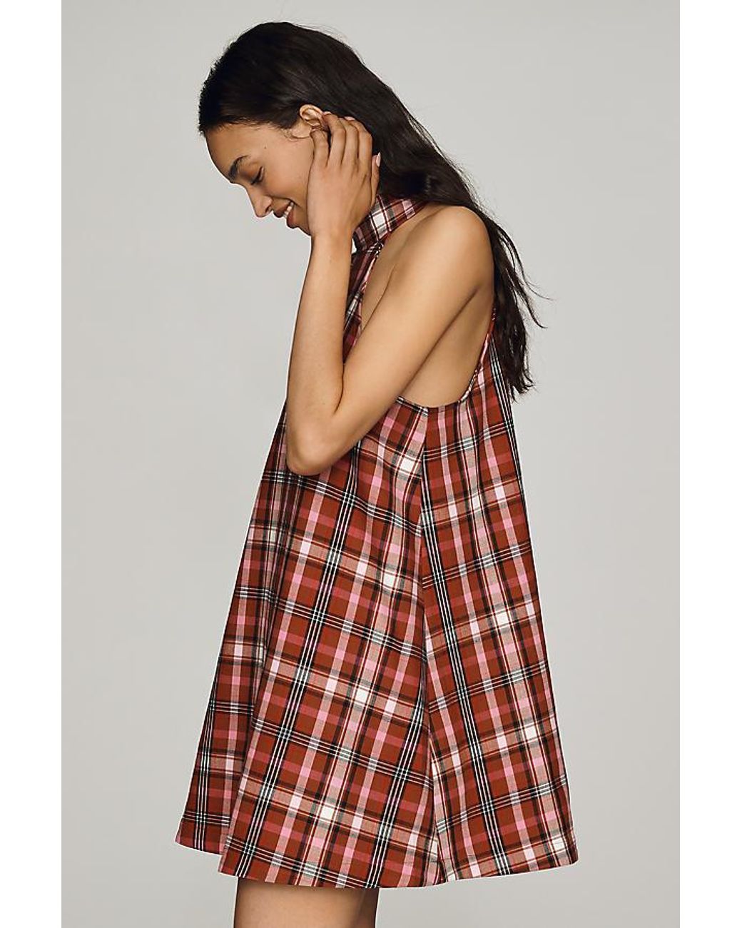 Maeve Red Keiko Halter Mini Dress