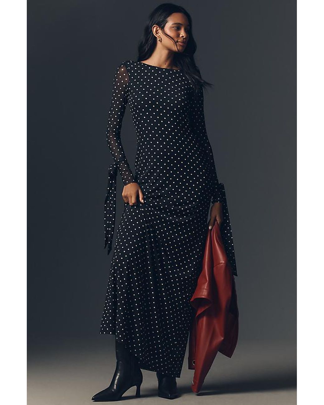 chinese dress ladies Afrm Nettie Long Sleeve Backless Maxi Dress in Caramel Animal at Nordstrom, Size Large