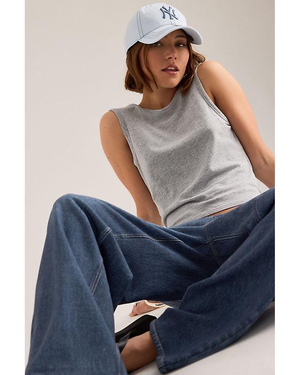 Rag & Bone Blue Miramar Terry Wide-Leg Jeans
