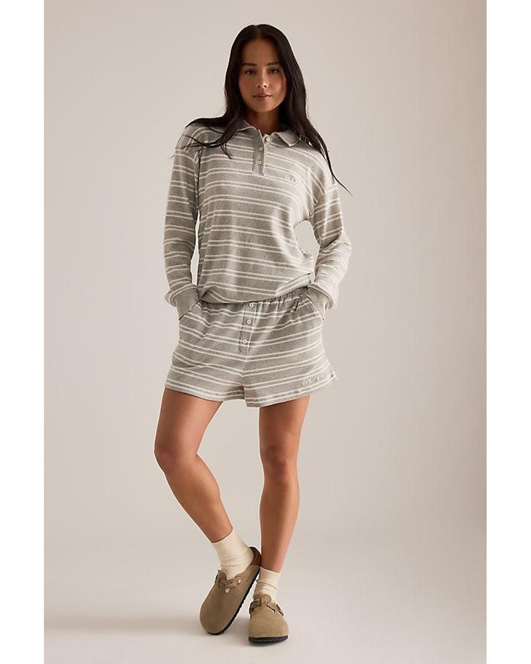 4th & Reckless Gray Chelsea Stripe Rugby Top