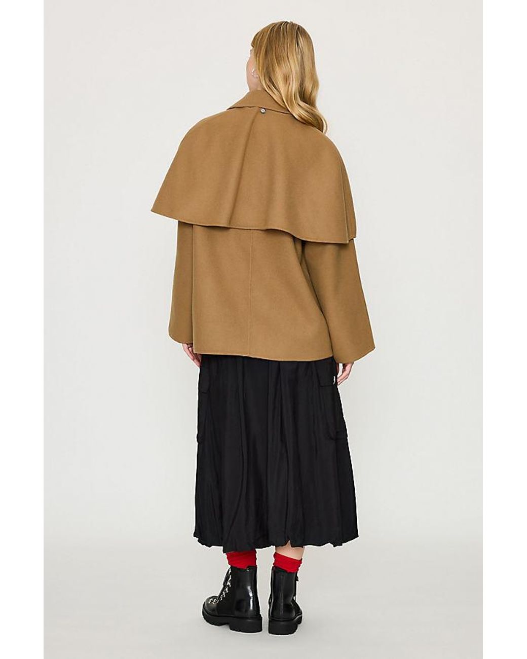 Barbour Brown Aggy Wool-Blend Cape Coat