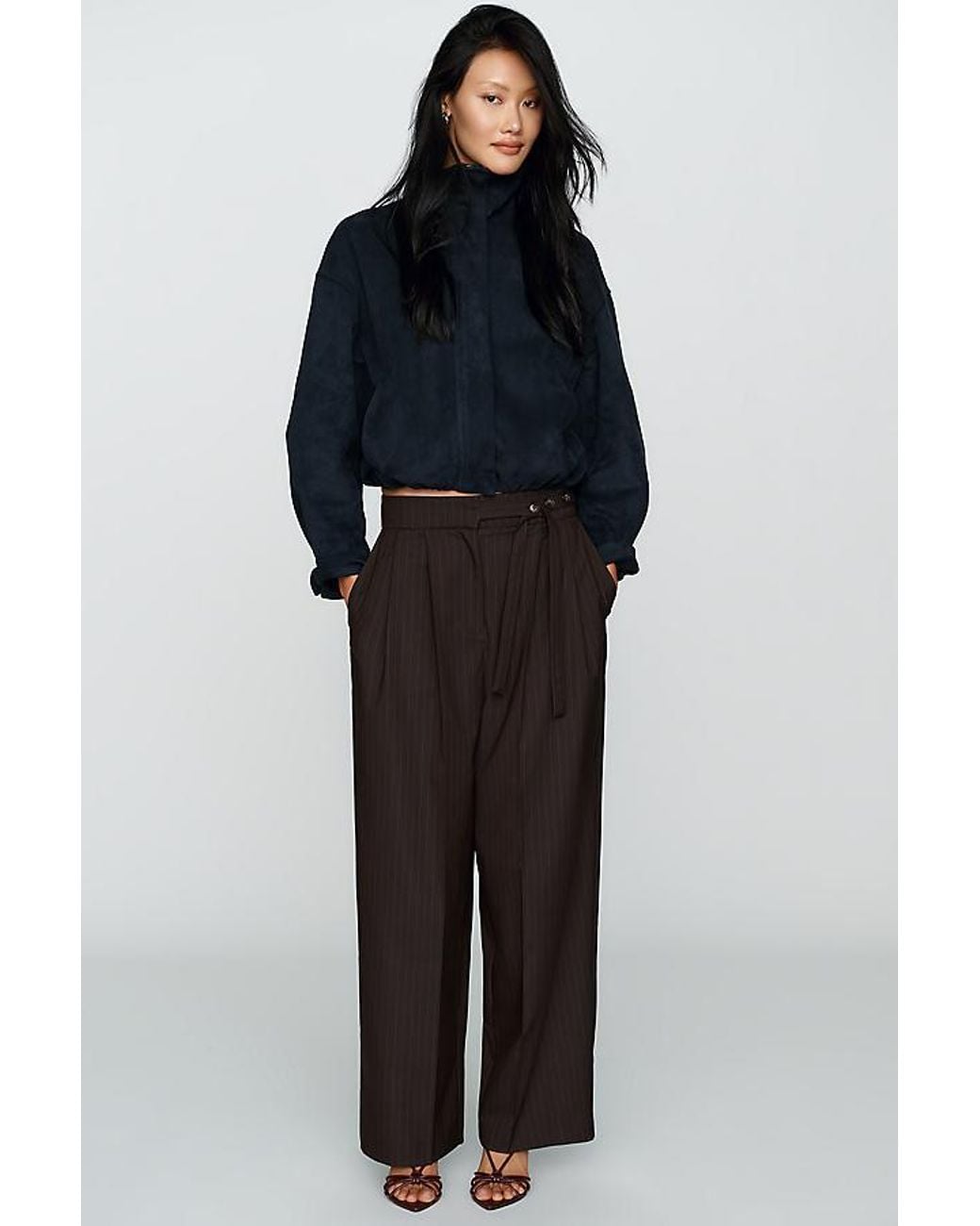 By Anthropologie Multicolor Button-Waist Tailored Trousers