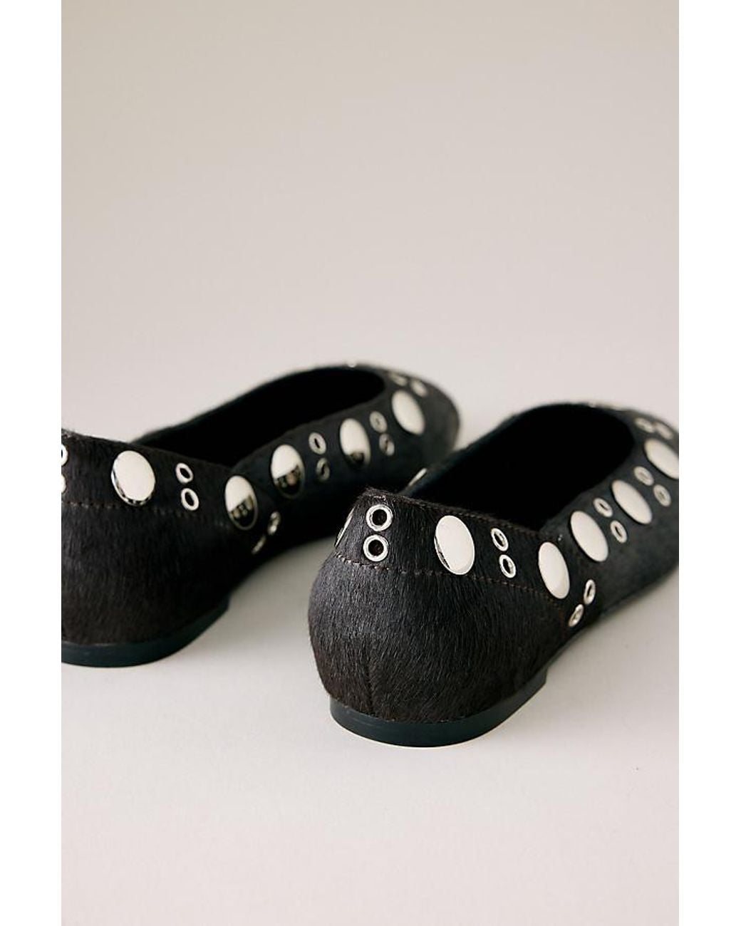 Bibi Lou Black Faux-Pony Fur Ballet Flats