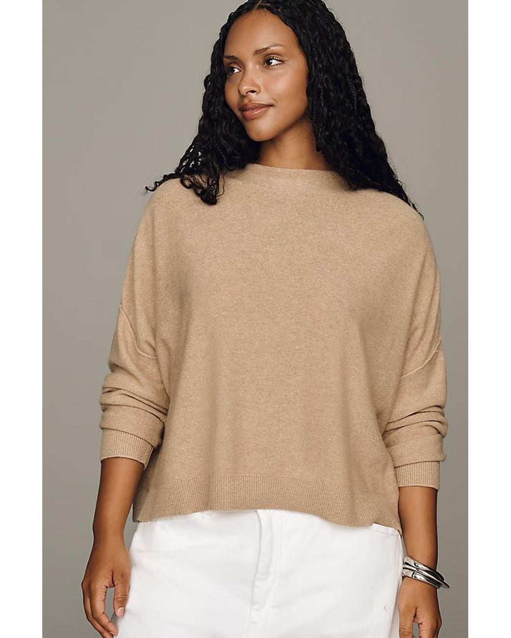 Pilcro Brown Alani Cashmere Mock Neck Jumper