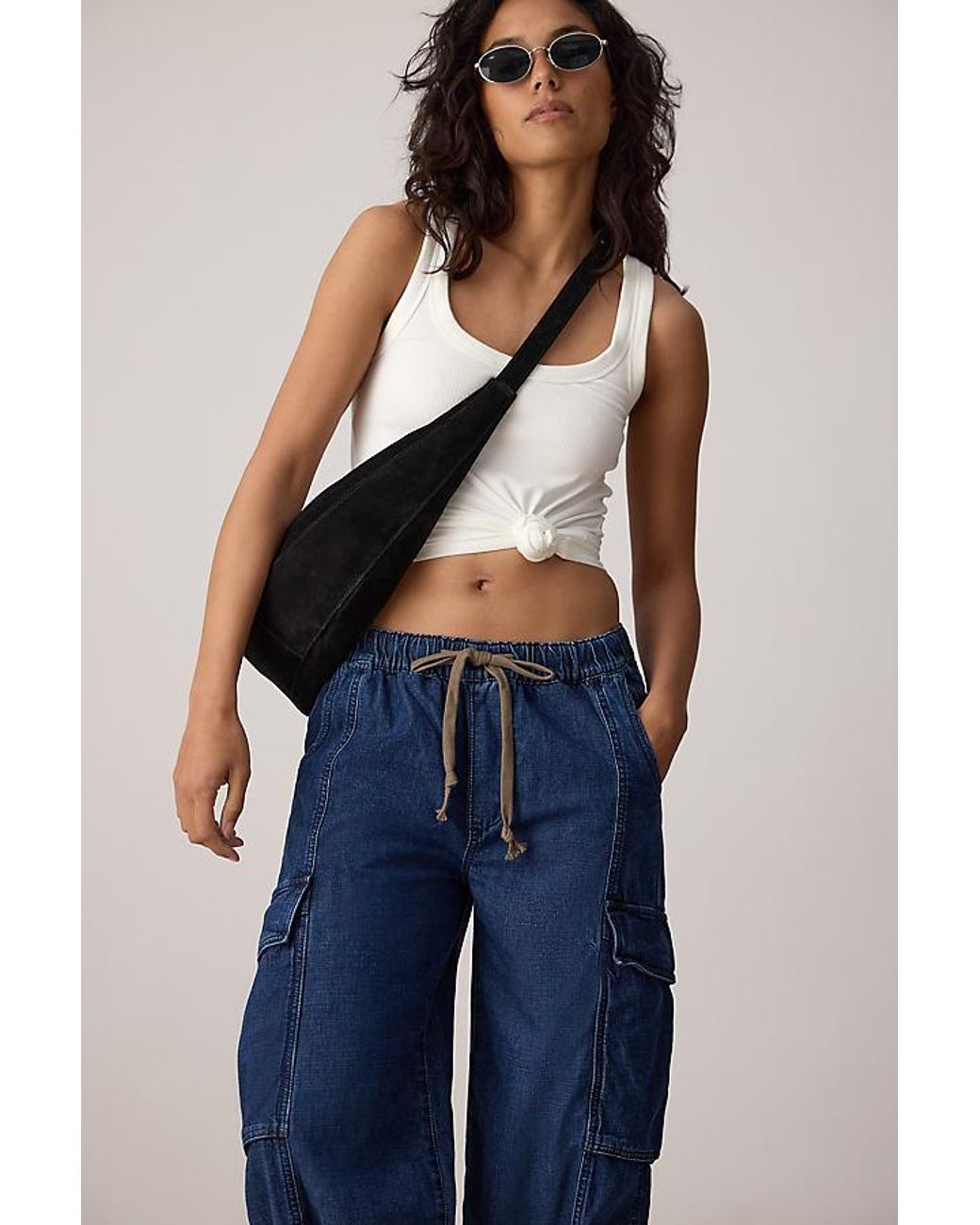 Pilcro Blue Victoire High-Rise Cargo Jogger Jeans