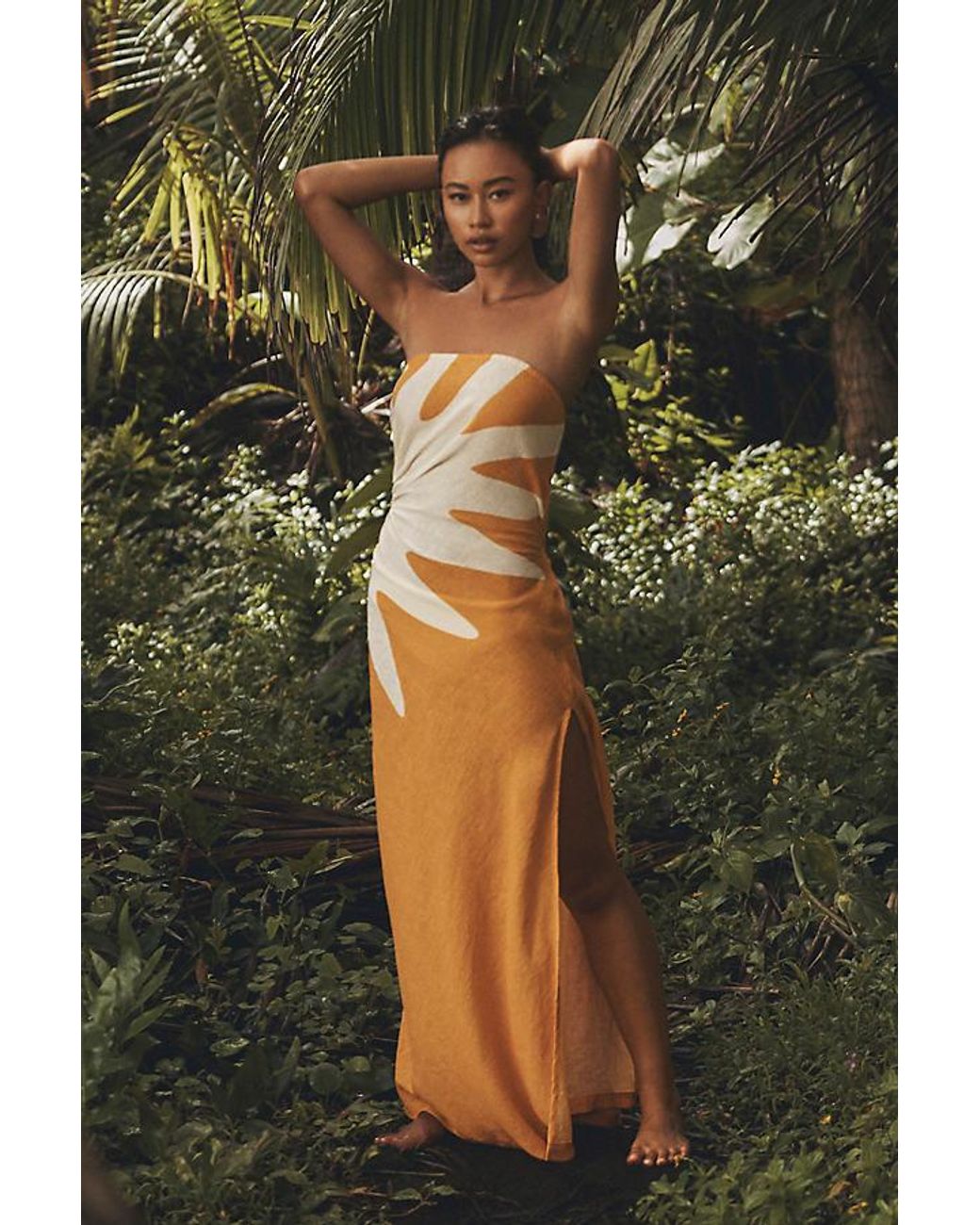 a line formal dress for women Long Satin Sleeveless A-line Slit Gown by Ladivine B8402 – ABC Fashion main image 1