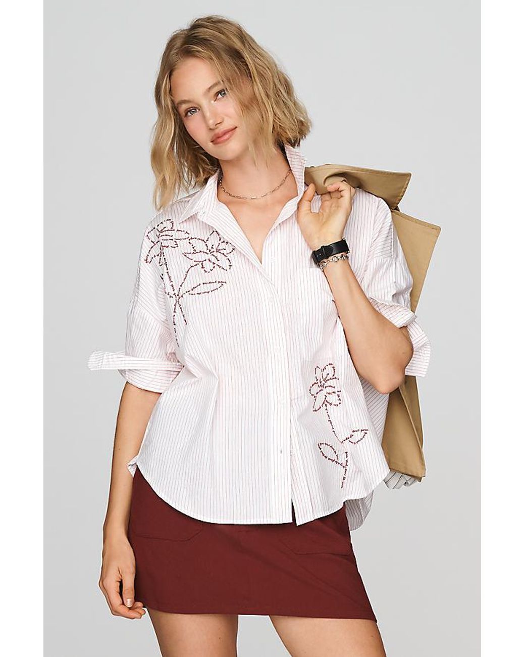 Maeve White The Mabel Boxy Oxford Shirt By