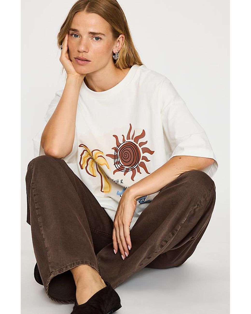 4th & Reckless White Elif Oversized Graphic T-Shirt