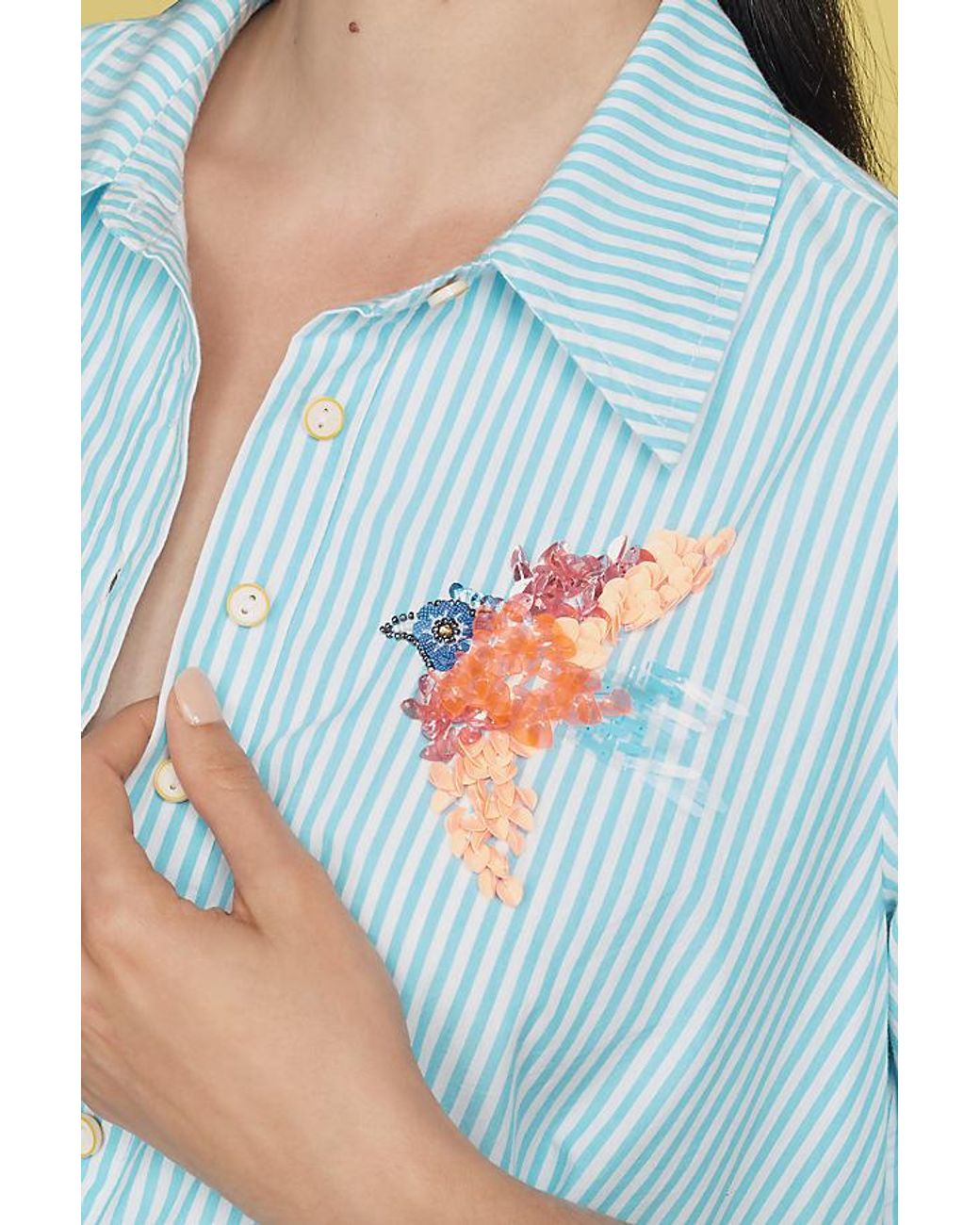the pollie short-sleeve swing tunic mini dress: embroidered edition By Anthropologie The Pollie Short-Sleeve Swing Tunic Mini Dress: Embroidered  Edition in Blue