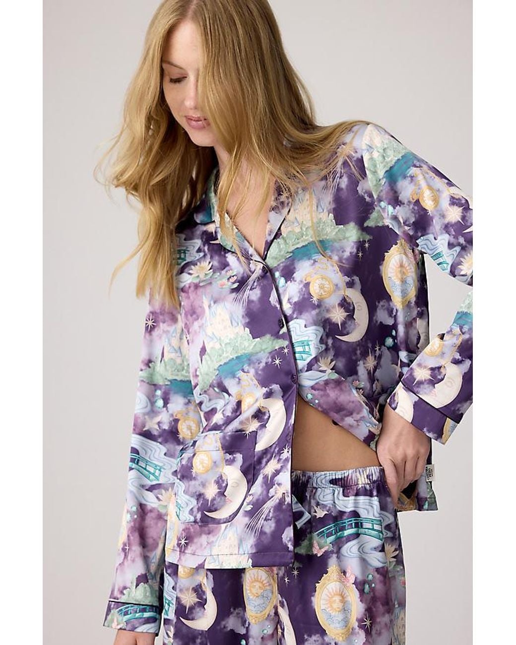 Chelsea Peers Multicolor Satin Dreamscape Kingdom Print Long Pyjama Set