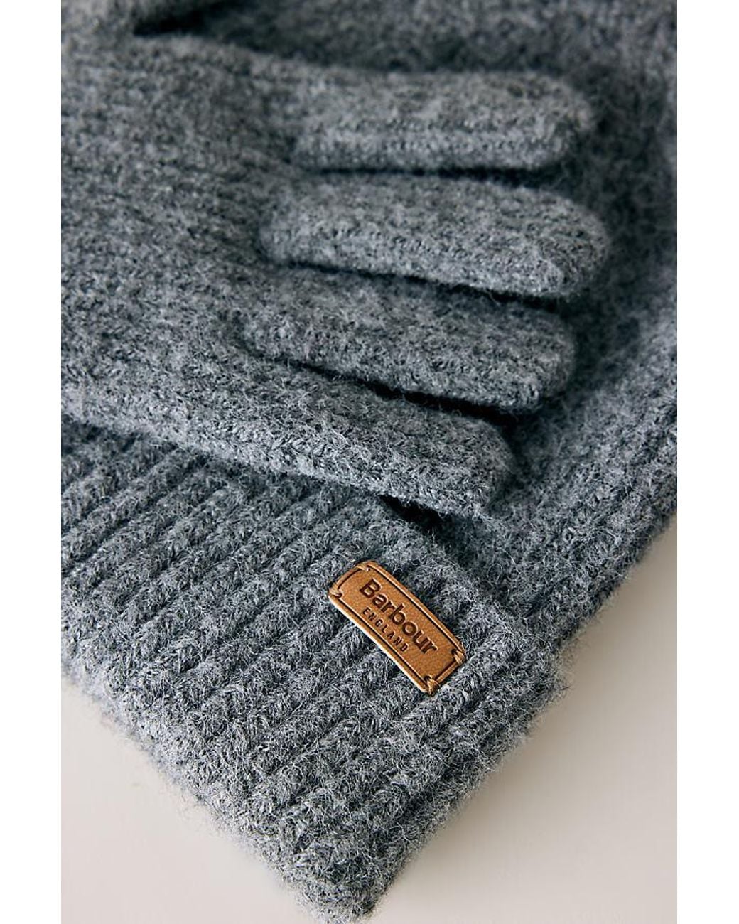 Barbour Gray Pendle Beanie & Gloves Gift Set