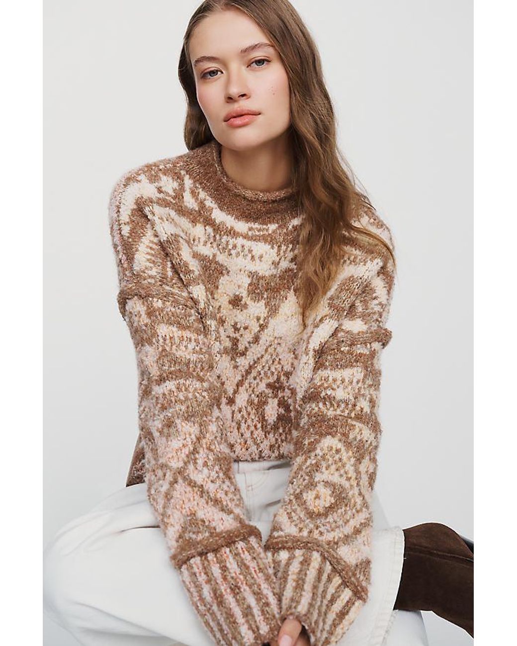 Pilcro Gray Relaxed Roll-Neck Jumper