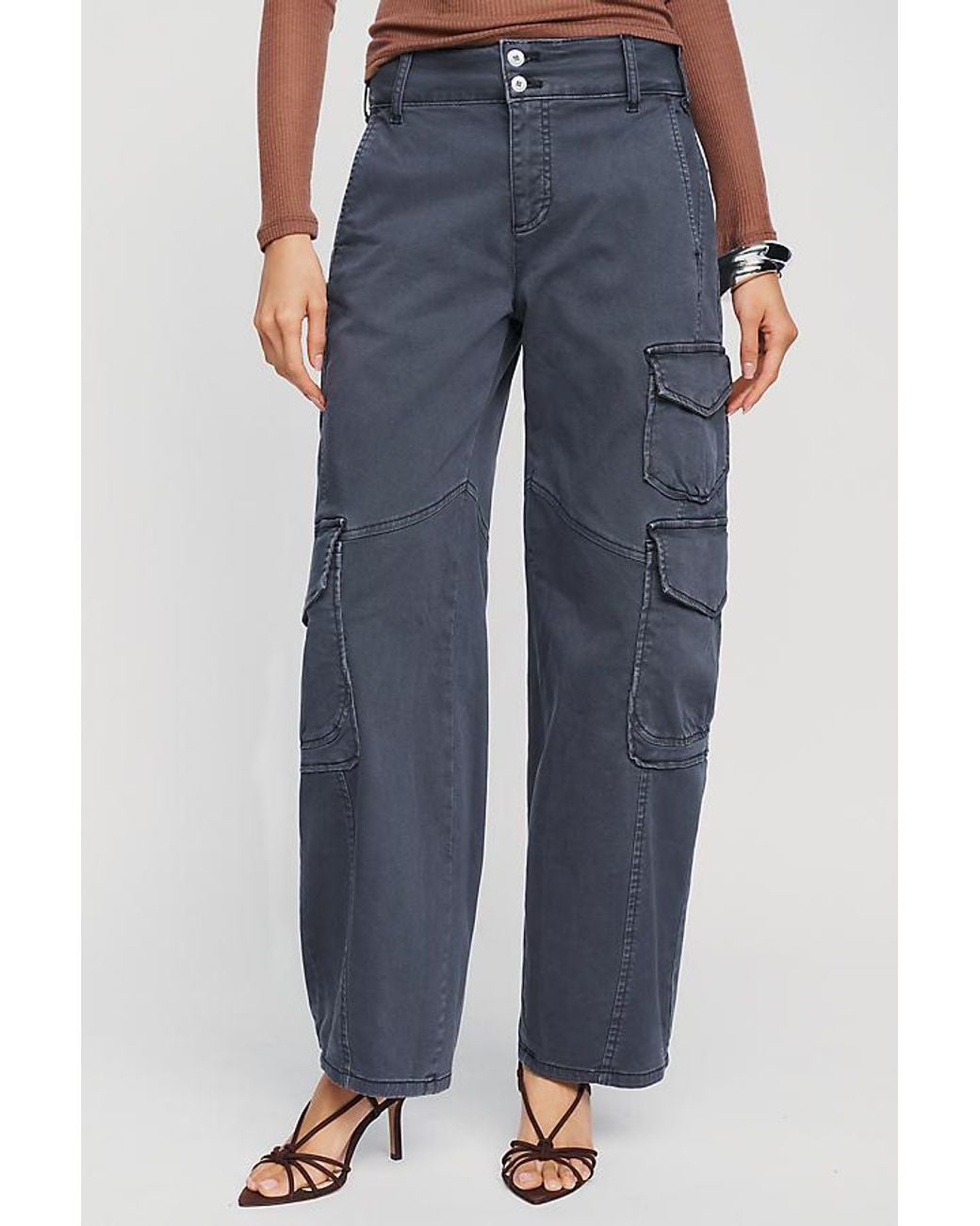 Pilcro Blue Aero Wide-Leg Cargo Pants By