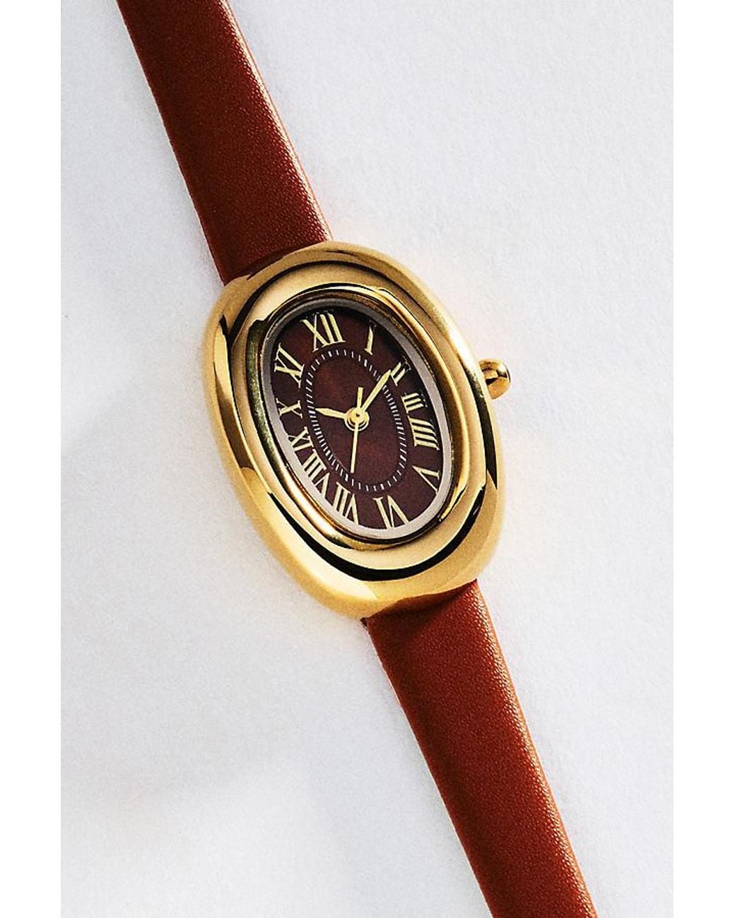 By Anthropologie Brown Murphy Puffy Oval Watch