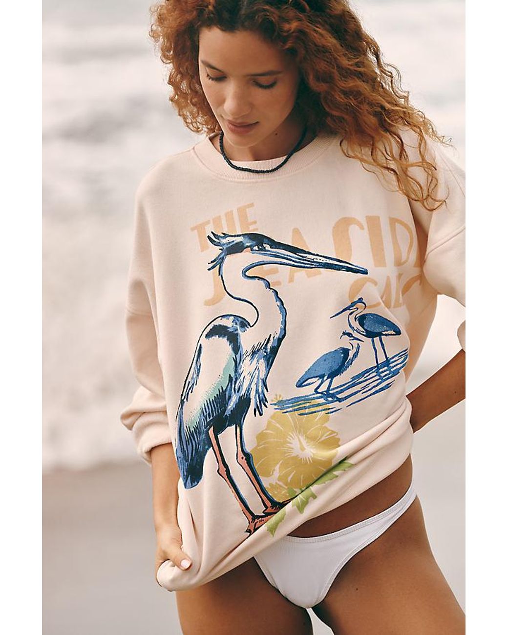 Celandine Orange Crew-Neck Oversized Sweatshirt
