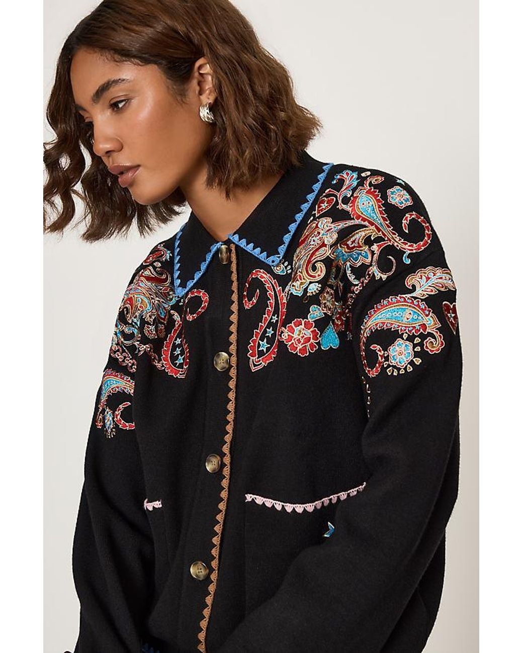 Never Fully Dressed Blue Paisley Embroidered Cardigan