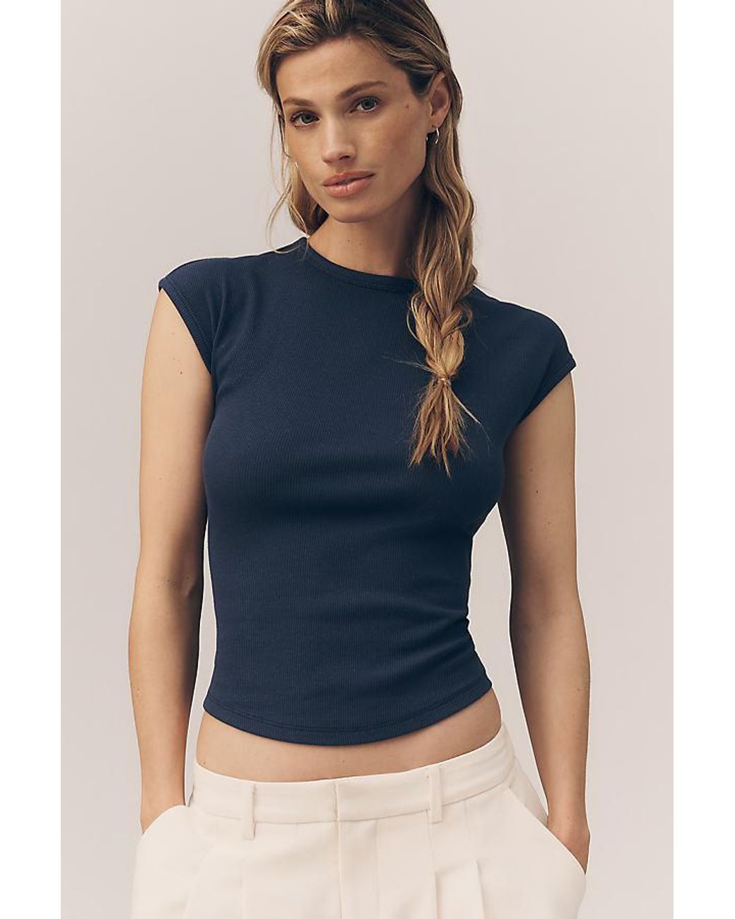 Maeve Blue The Betty Crew-Neck Baby Muscle T-Shirt By