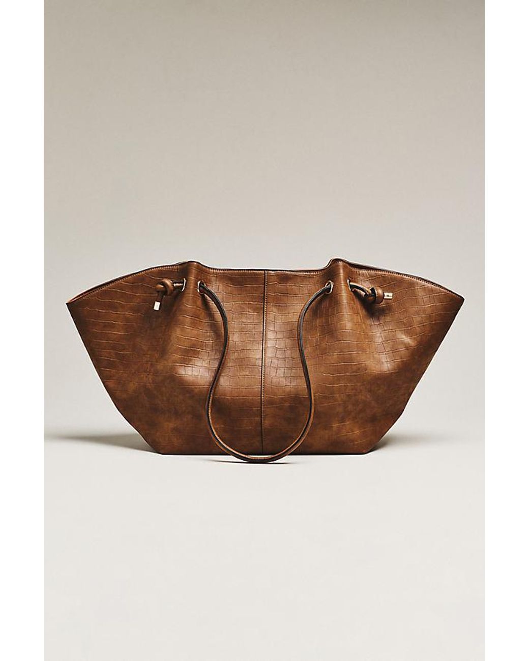 Maeve Brown Embossed Croc Tote Bag