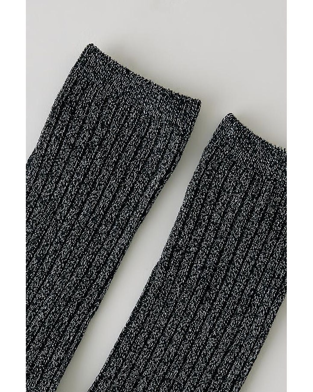 By Anthropologie Black Metallic Ribbed Trouser Socks