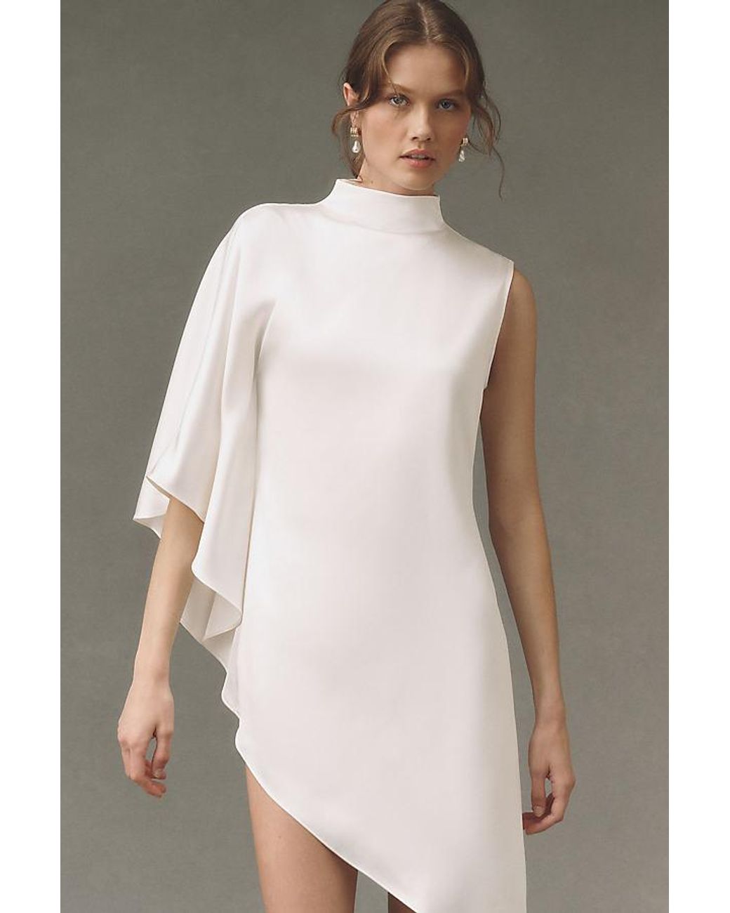 Mare Mare Gray Satin Asymmetrical Mini Dress