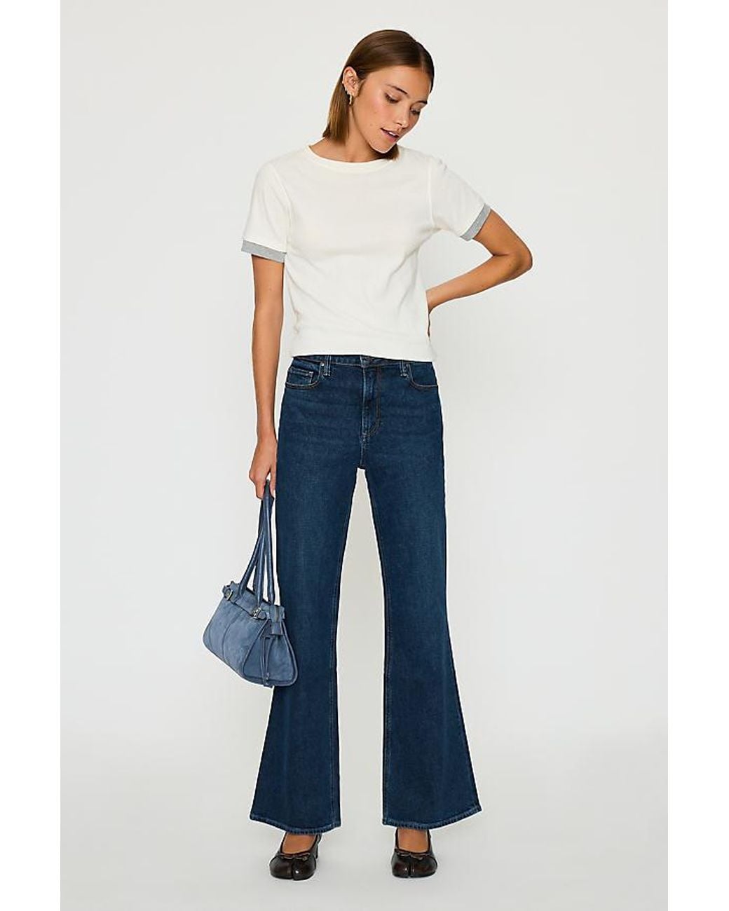 PAIGE Blue Sofia Mid-Rise Flare Jeans