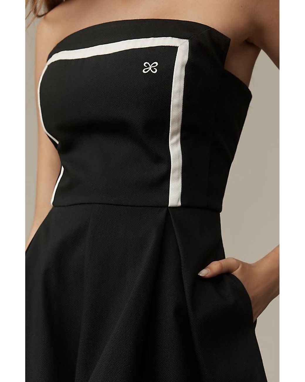 Maeve Black Strapless Cotton Playsuit