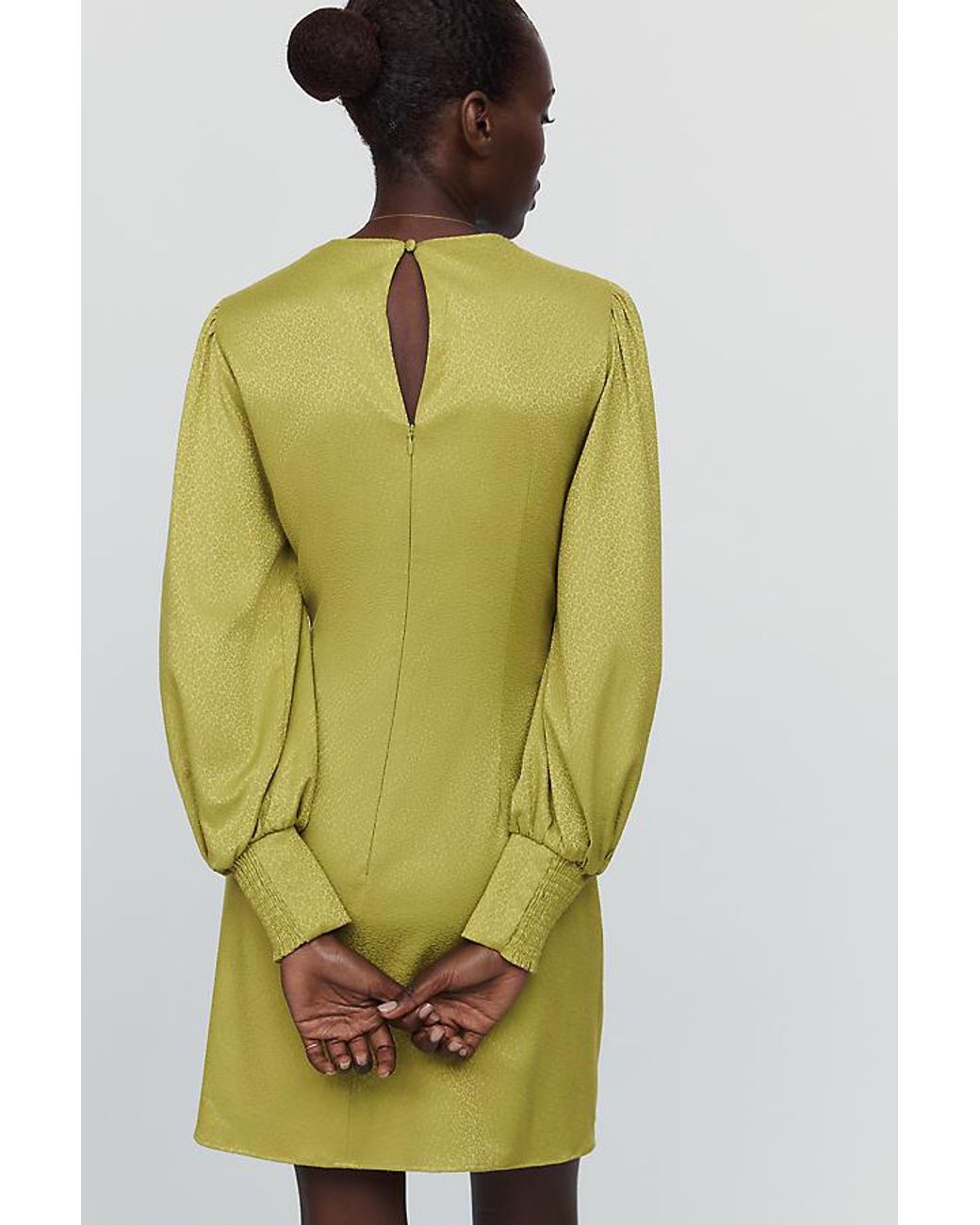 By Anthropologie Yellow Satin Mini Dress