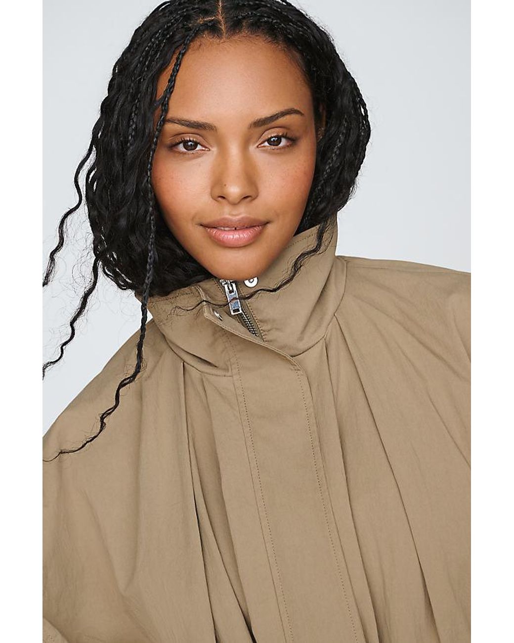 By Anthropologie Natural Funnel-Neck Cinched Jacket
