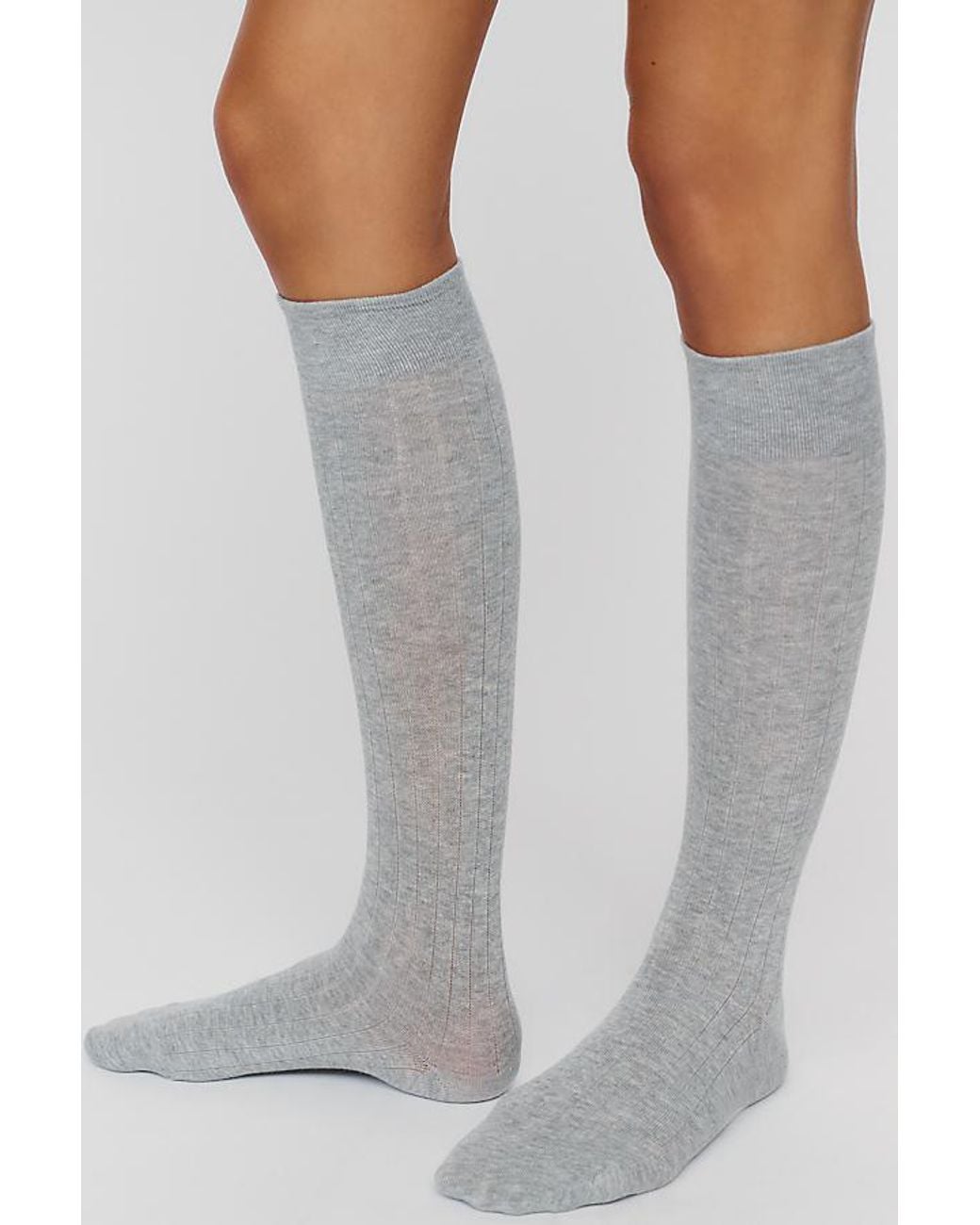 By Anthropologie Gray Ribbed Knee-High Socks