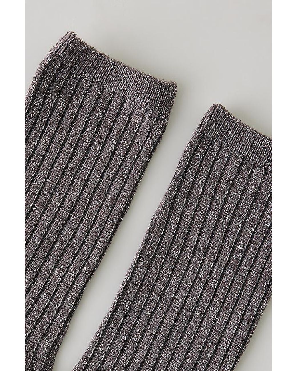 By Anthropologie Gray Metallic Ribbed Trouser Socks