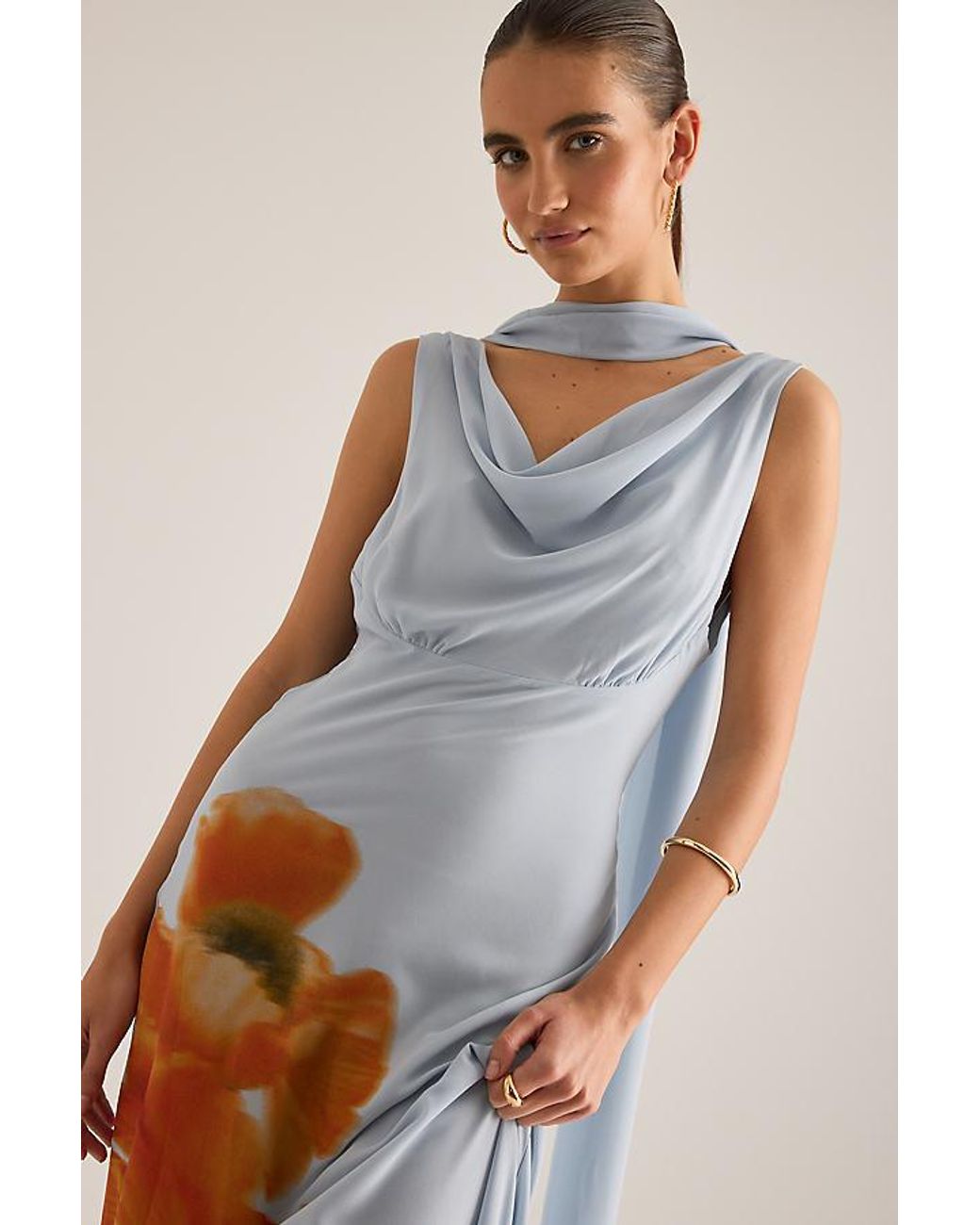 Never Fully Dressed Blue Sophie Blurred Floral Maxi Dress