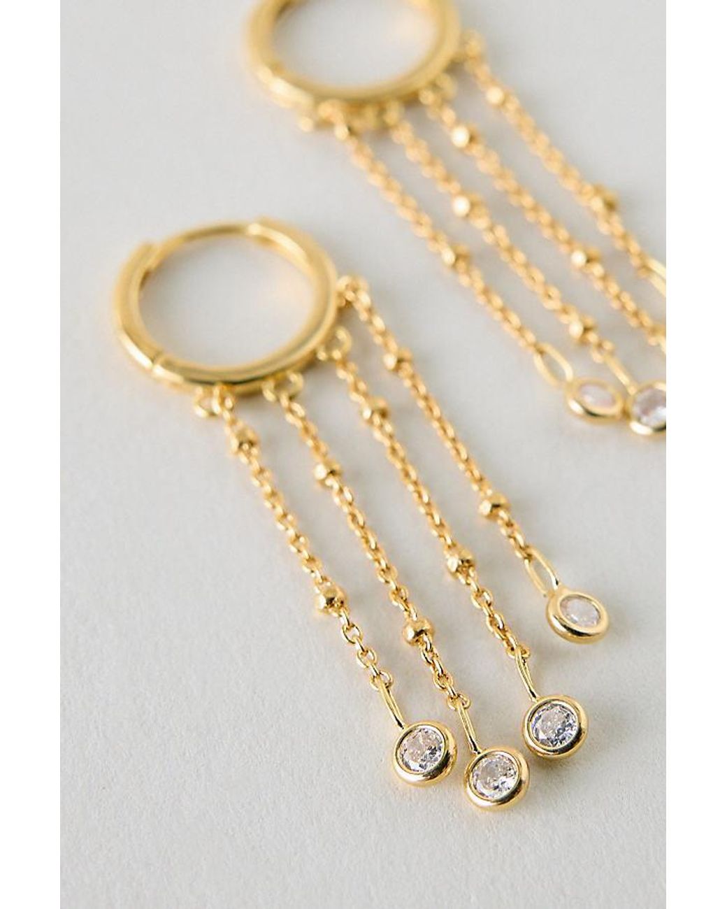 By Anthropologie White Plated Multi Drop Huggie Hoop Earrings