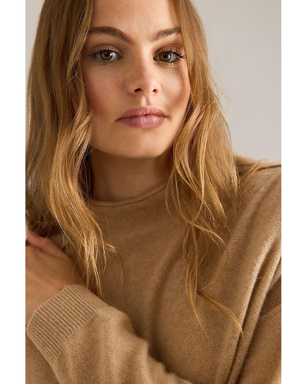 Pilcro Brown Alani Cashmere Mock Neck Jumper