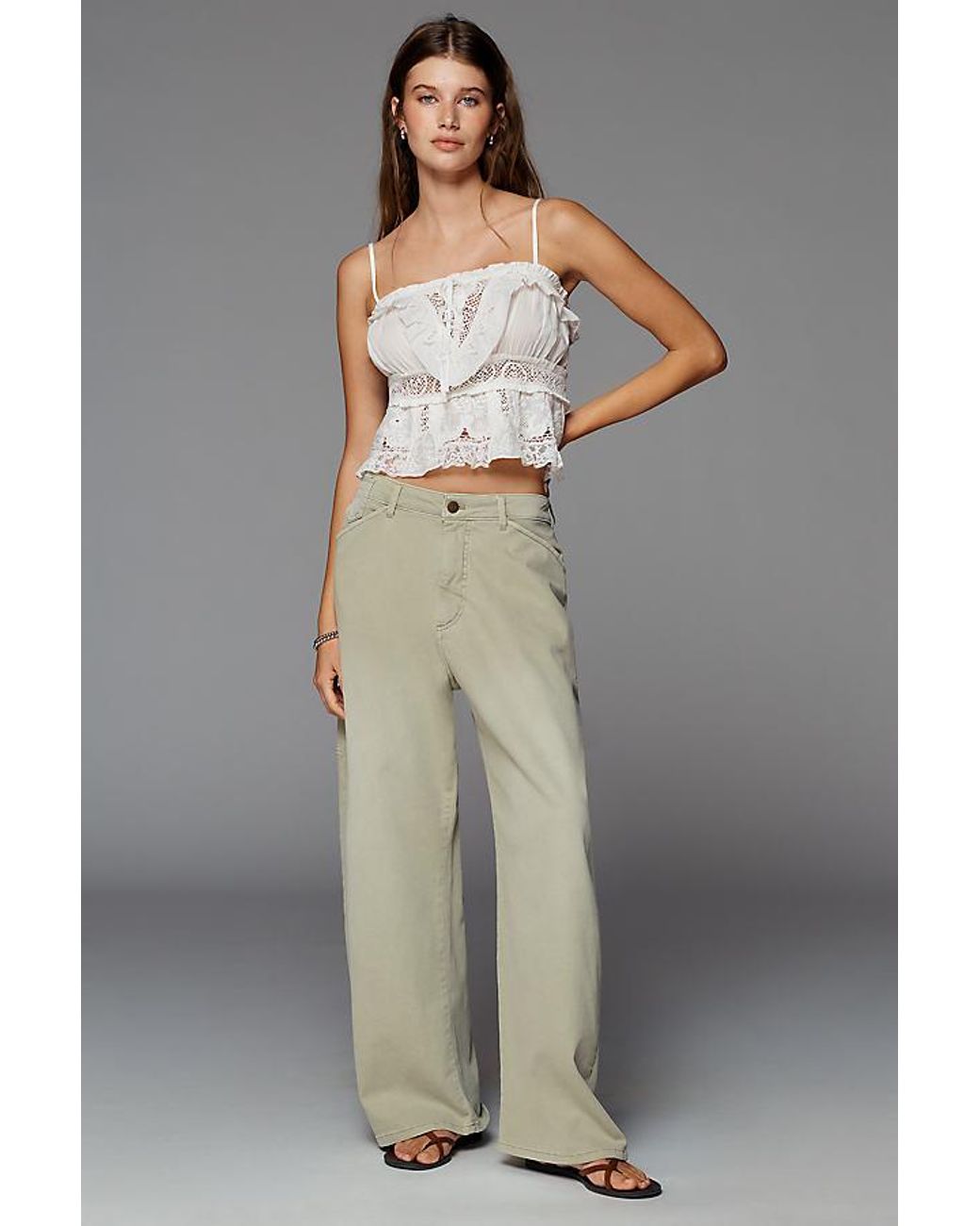 Pilcro Gray The Kayden High-Rise Carpenter Barrel Trousers By