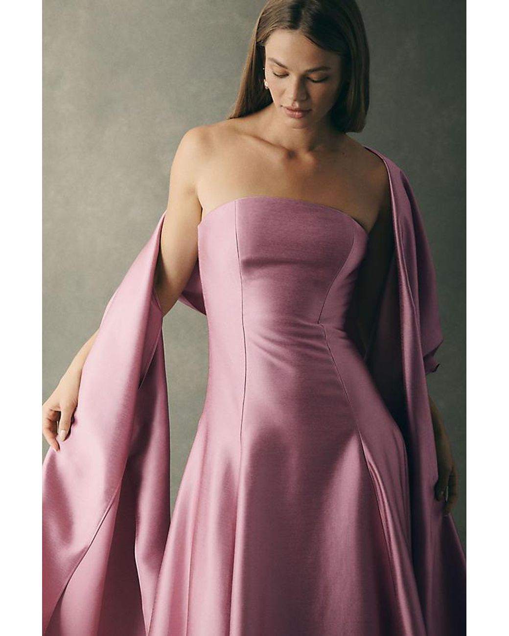 Mare Mare Pink Strapless Drop-Waist Midi Dress