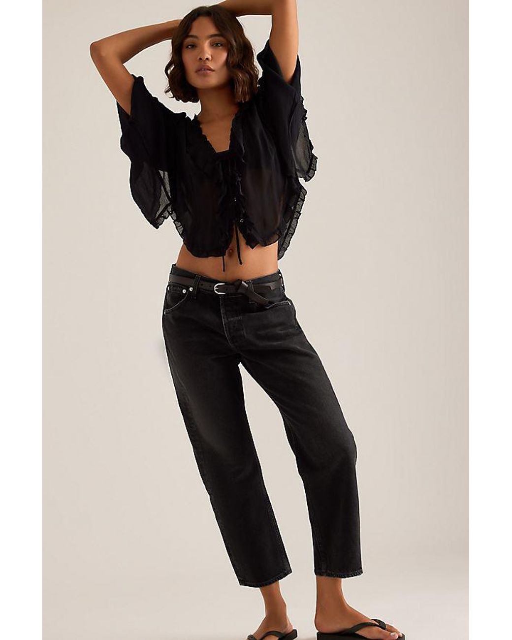 Citizens of Humanity Black Winslow Cropped Boyfriend Jeans
