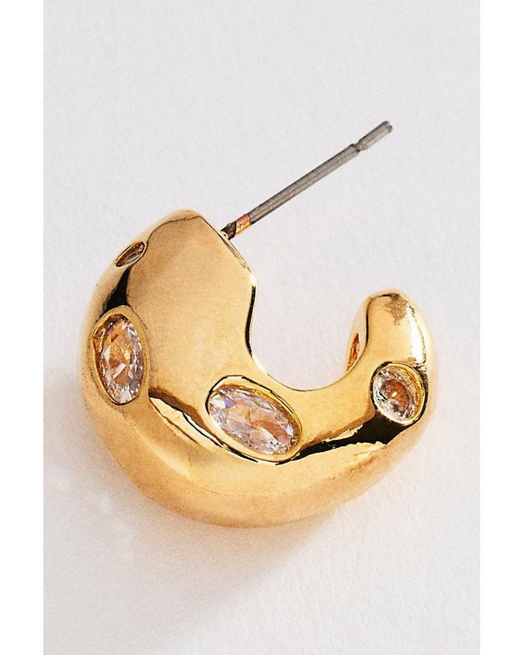 Anthropologie Metallic Chunky Bezel Crystal Hoops