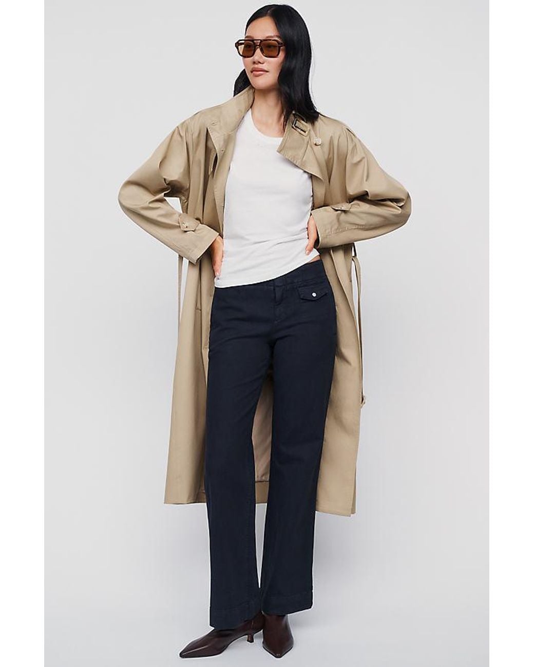 By Anthropologie Blue Low-Rise Straight-Leg Utility Trousers