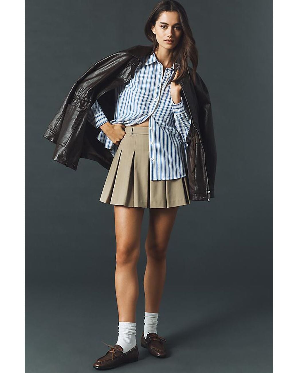 Maeve Gray Kate 100% Cotton Classic Buttondown Shirt