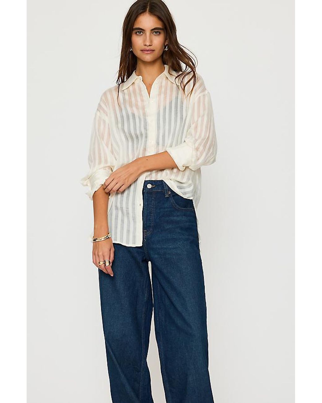GOOD AMERICAN Blue Good Waist Palazzo Jeans