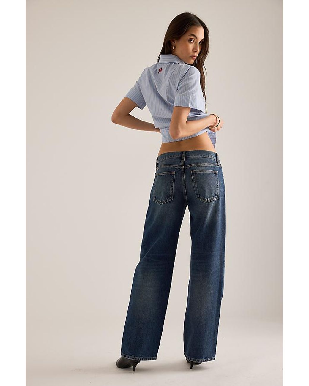 FRAME Blue The Saturday Low-Rise Straight-Leg Jeans