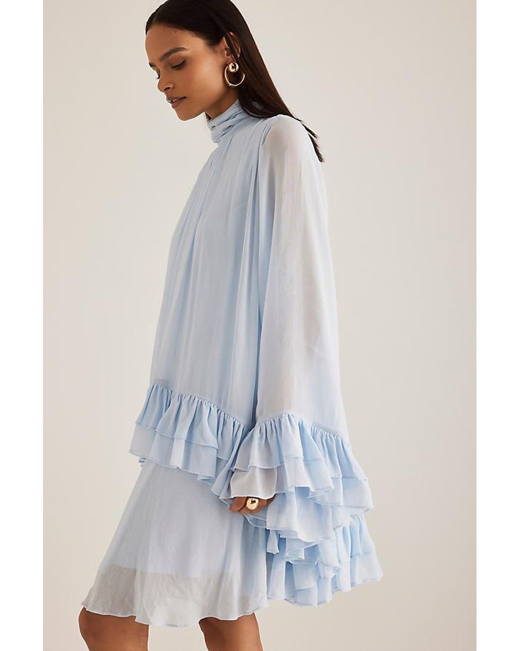 By Anthropologie Ruffle Cape Mini Dress in Blue | Lyst UK