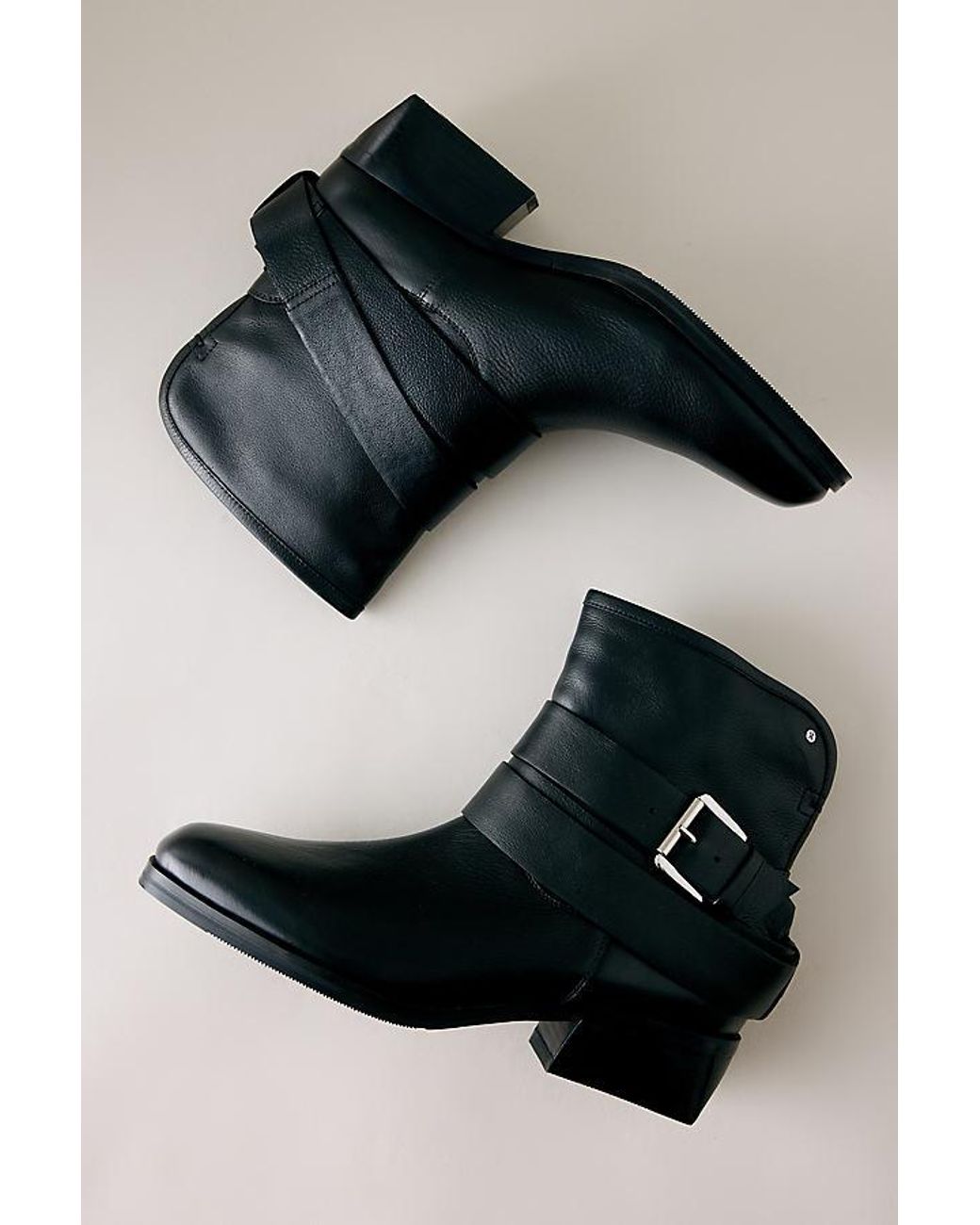 Bronx Black Brodey Buckle Leather Ankle Boots