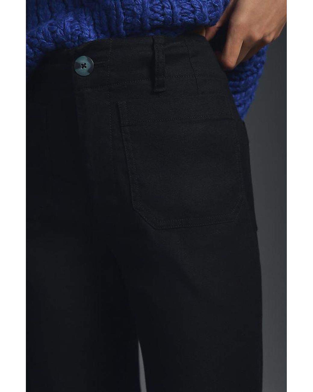 Maeve Blue The Colette Cropped Wide-Leg Trousers By Linen Edition