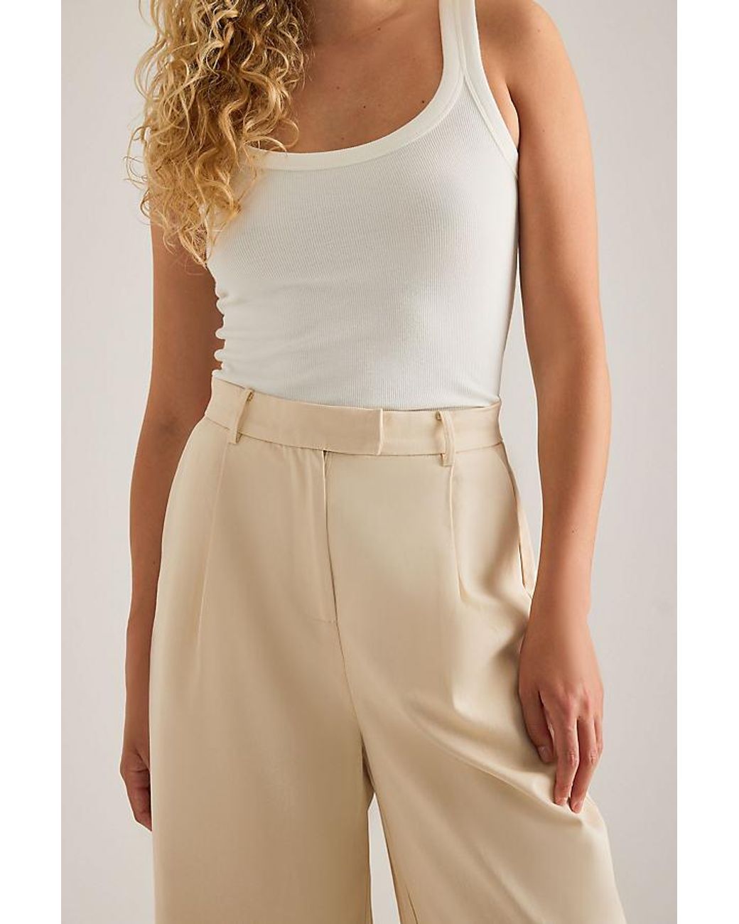 Odd Muse Natural Cotton Mix Wide-Leg Trousers