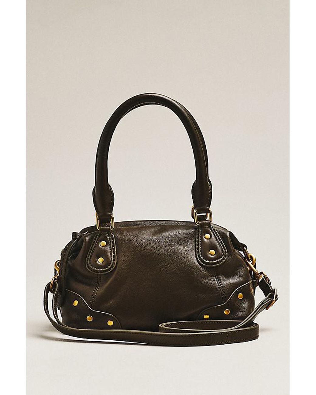 By Anthropologie Black Arina Leather Mini Satchel Bag