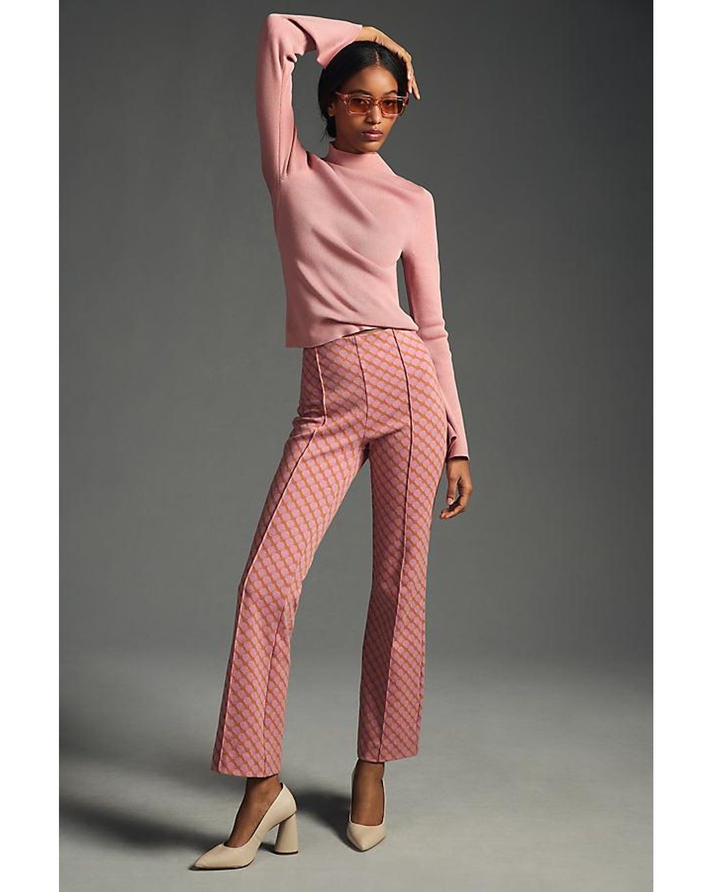 Maeve The Margot Kick flare Cropped Trousers in Grey Lyst UK