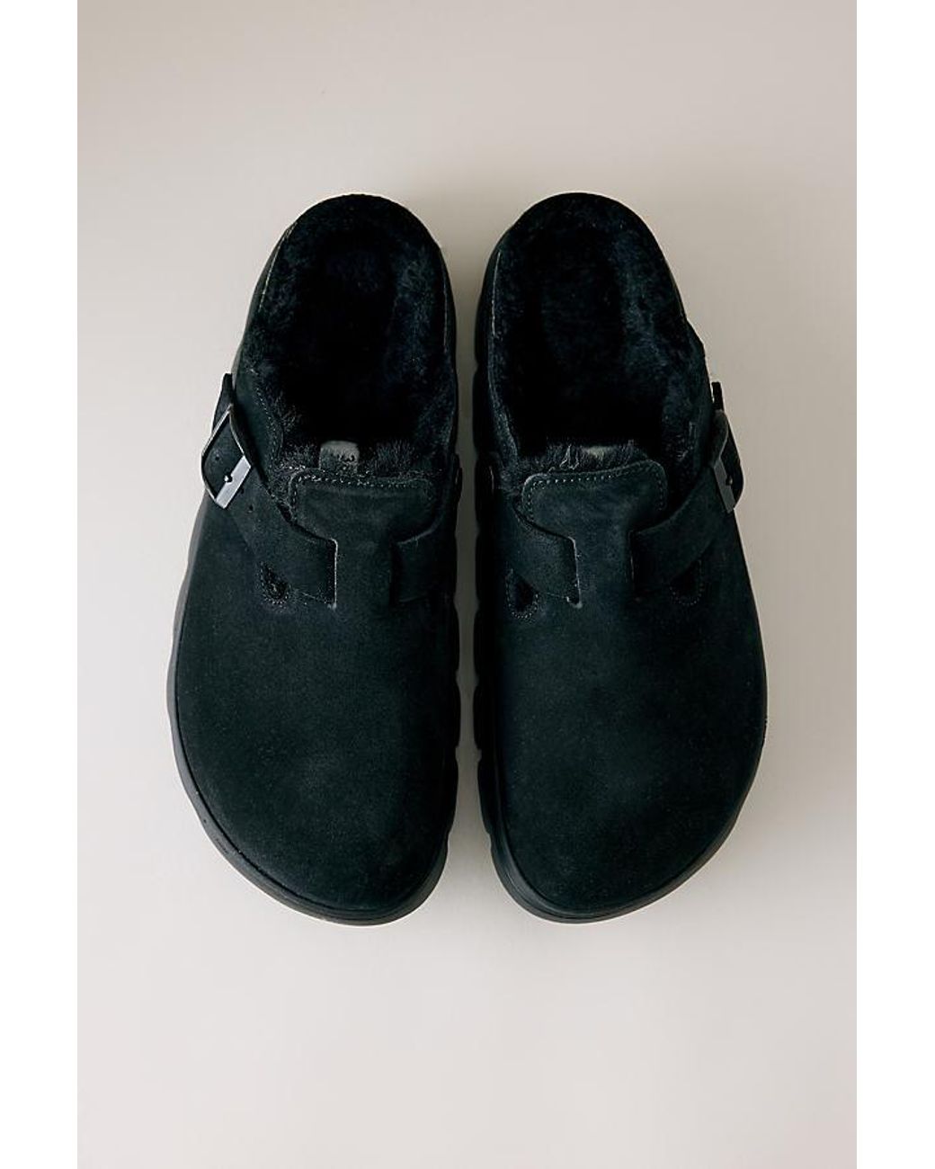 Birkenstock Black Boston Papillio Chunky Shearling Clogs