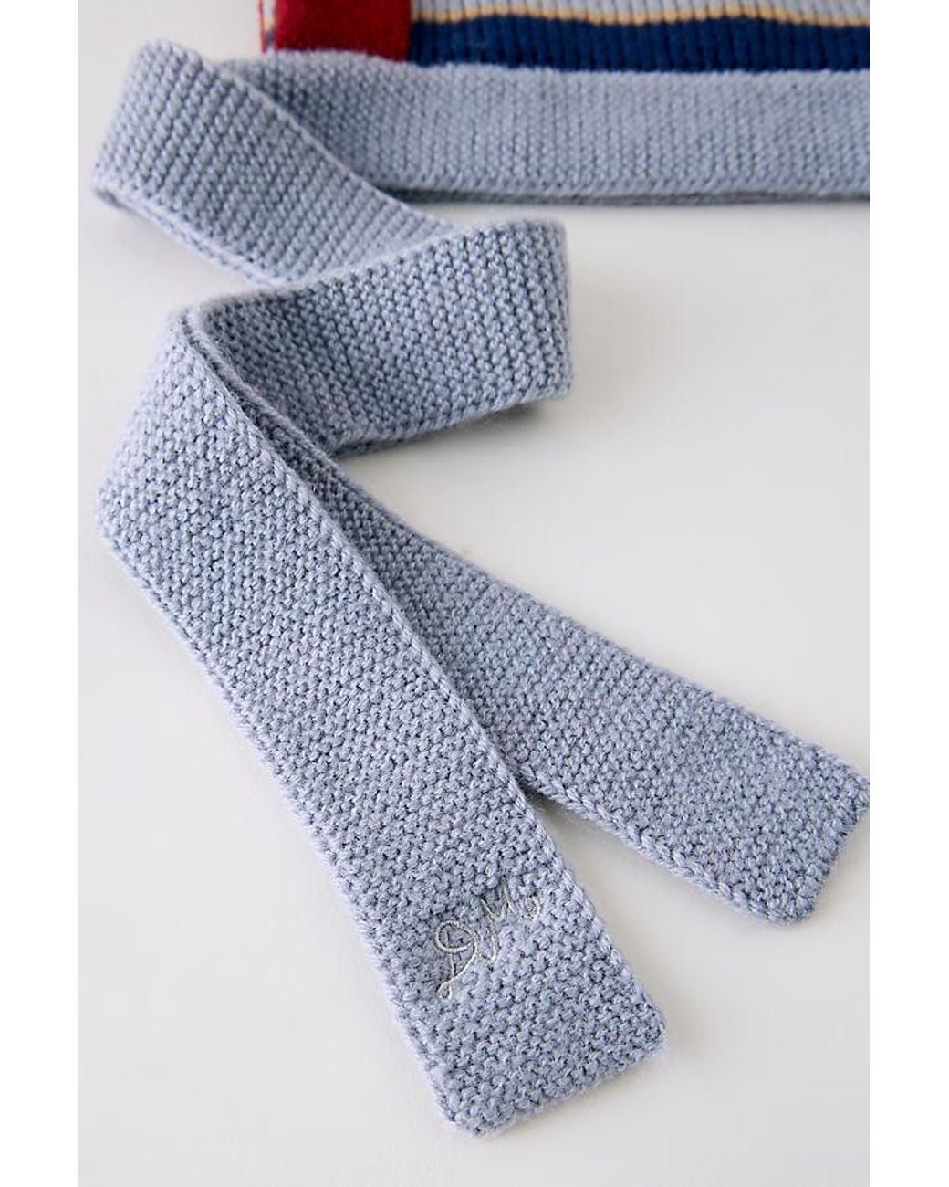 Damson Madder Blue 100% Wool Striped Bonnet